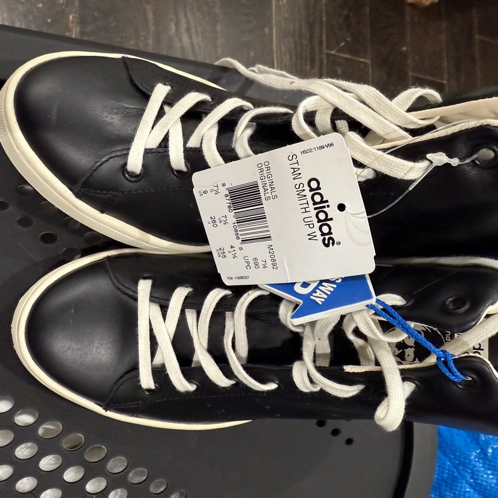 Adidas Black and White Leather Sneakers